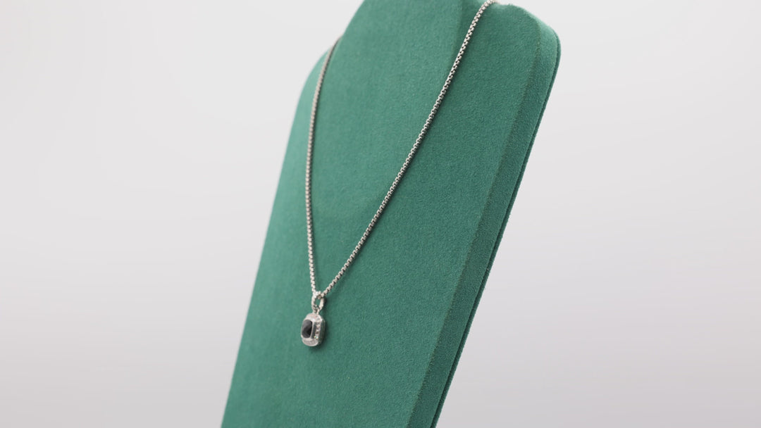 David Yurman 925 Sterling Silver & Black Onyx and White Diamonds Necklace