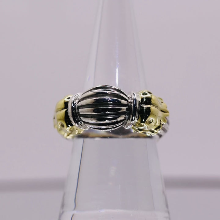 Lagos Caviar Sterling Silver 18K Gold Ring - Size 8
