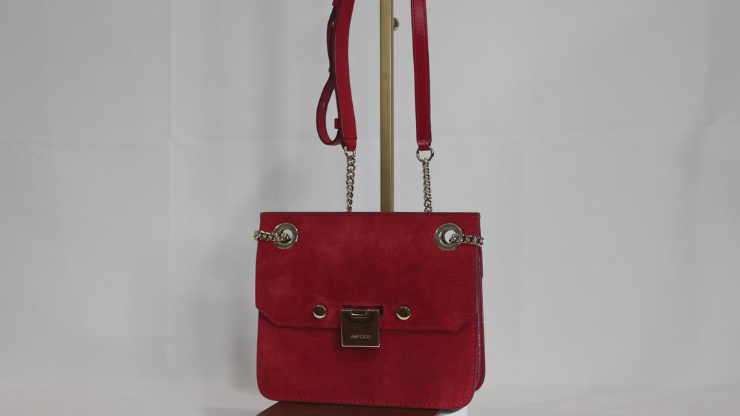Jimmy Choo Suede Rebel Red Crossbody Bag
