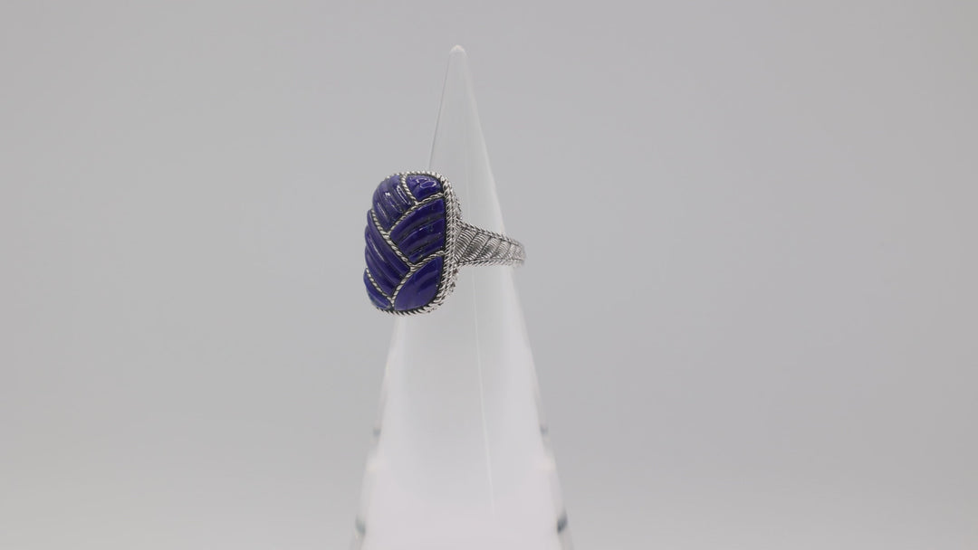 Judith Ripka 925 Sterling Silver Blue Lapis Ring Size 6.75