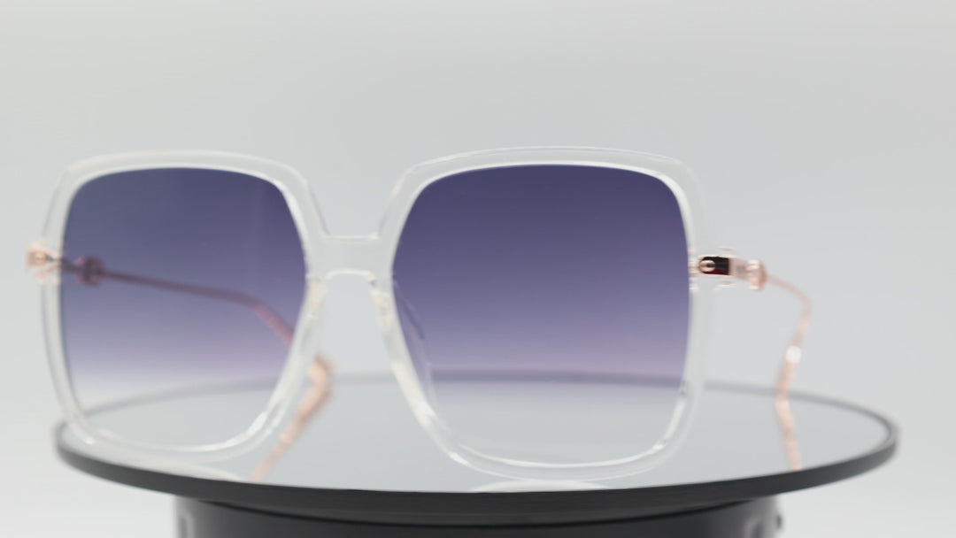 Christian Dior Glasses 90008 Square Blue Gradient Lens with Clear Frames