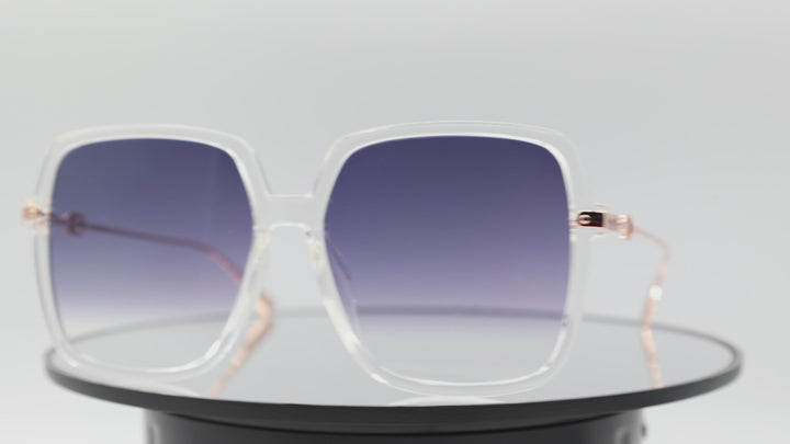 Christian Dior Glasses 90008 Square Blue Gradient Lens with Clear Frames
