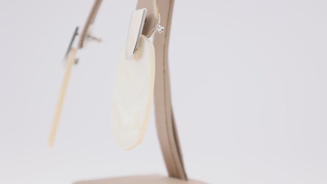 Kendra Scott White and Silver Argon Dangle Earrings