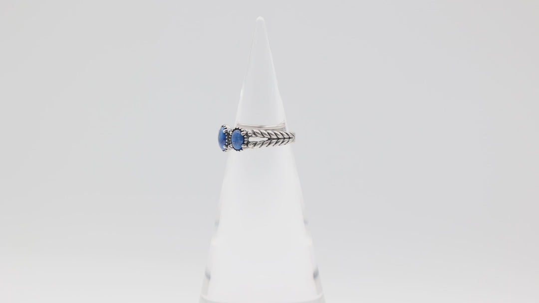 925 Sterling Silver Carolyn Pollack Lapis 3-Stone Ring Size 7.75