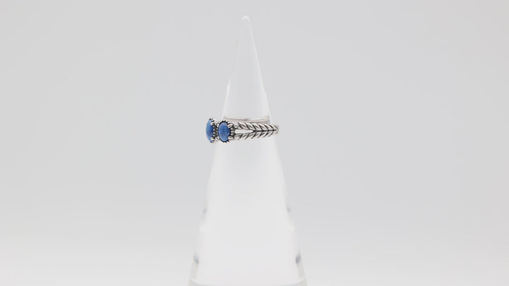 925 Sterling Silver Carolyn Pollack Lapis 3-Stone Ring Size 7.75