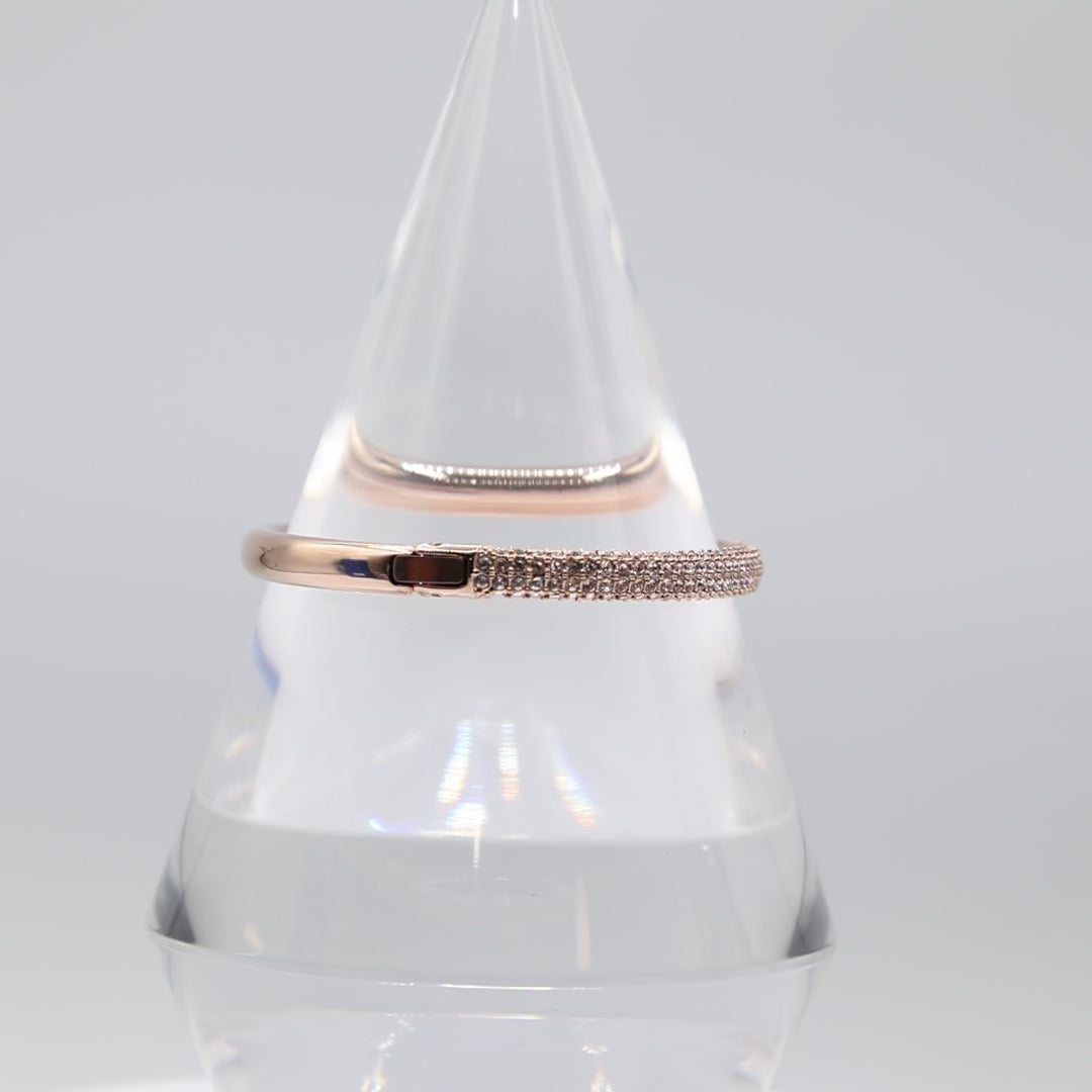Swarovski Crystal Pave Rose Gold Tone Bangle Bracelet