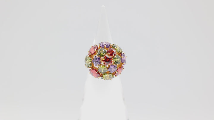 Joan Rivers Gold Plated Multicolor Glass Stones Statement Ring Size 9.75