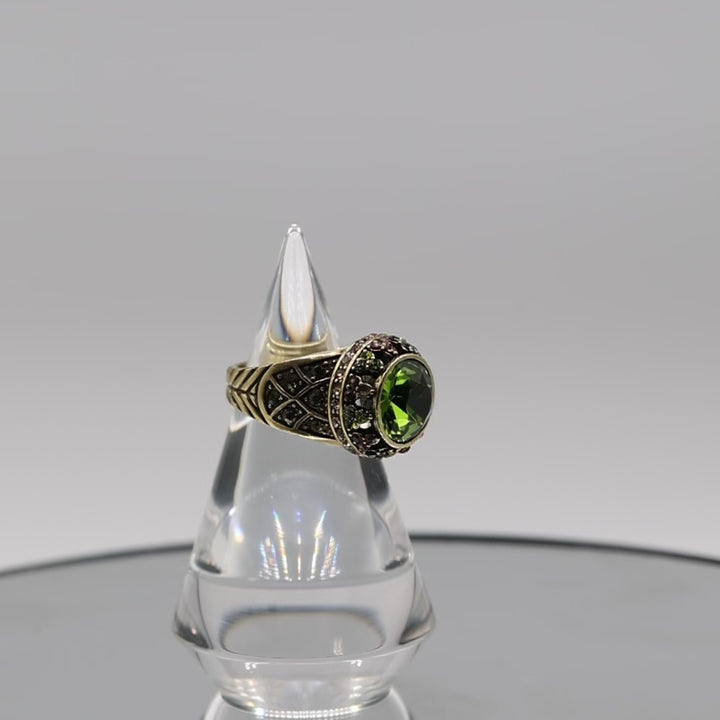 Brass Heidi Daus Crystal and Rhinestone Ring - Size 9.5