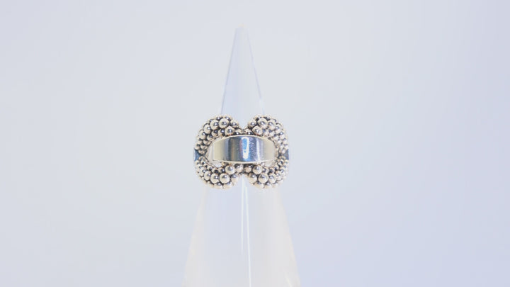 925 Silver Lagos Caviar Derby Beaded Buckle Band Ring - Size 6.75