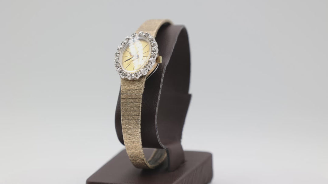 Vintage Armitron Gold Tone Quartz Diamond Accented Watch