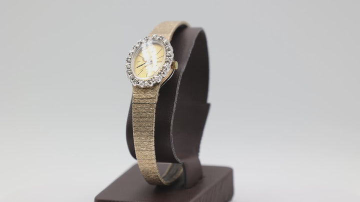 Vintage Armitron Gold Tone Quartz Diamond Accented Watch