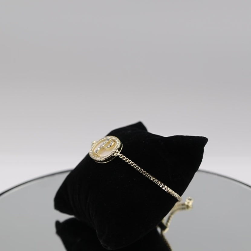 Gold Tone Heidi Daus Letter "P"  Bracelet -