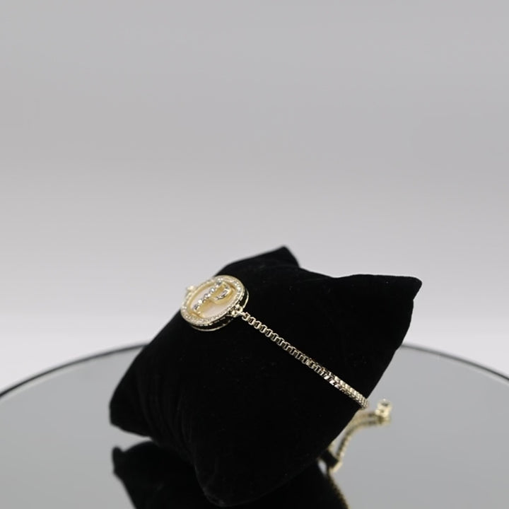 Gold Tone Heidi Daus Letter "P"  Bracelet -