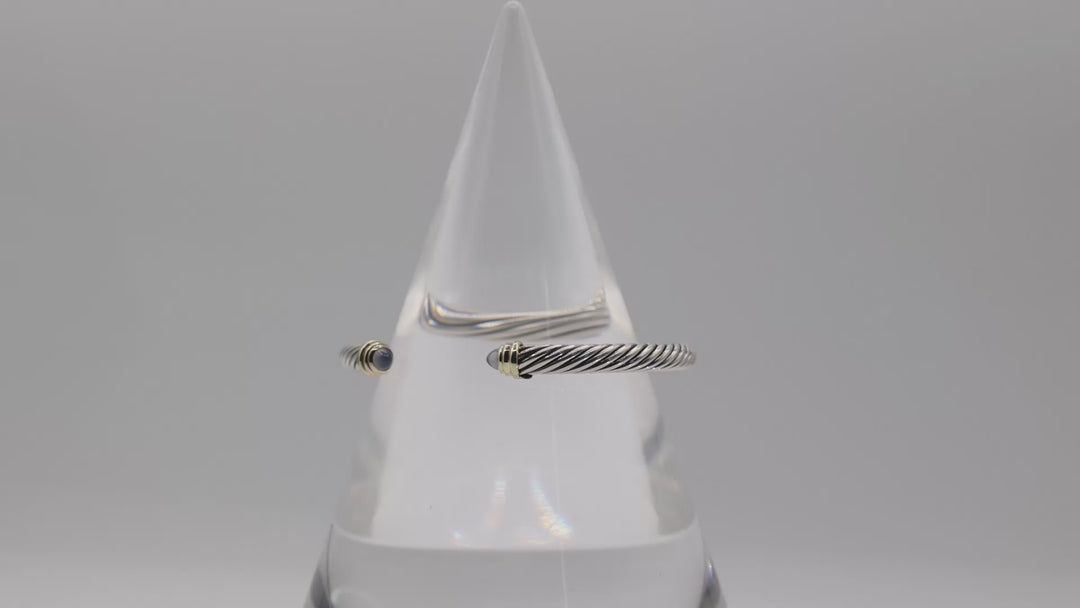David Yurman Cable Bracelet Sterling Silver With 18K Gold Accents Chalcedony