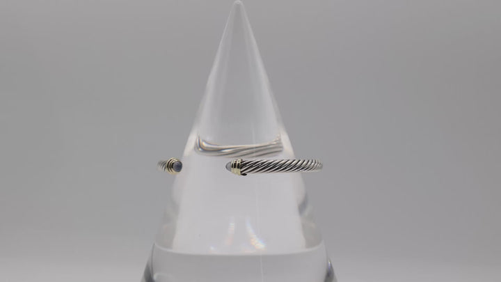 David Yurman Cable Bracelet Sterling Silver With 18K Gold Accents Chalcedony
