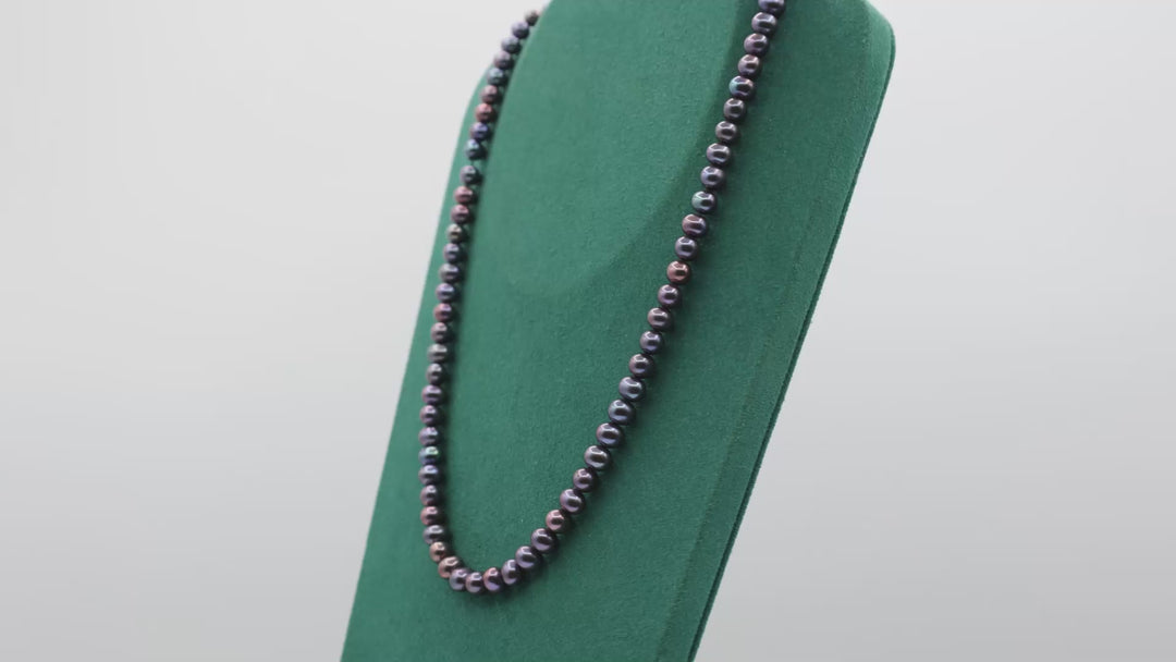 14k Yellow Gold Purple Pearl Beaded 18 Inch Necklace