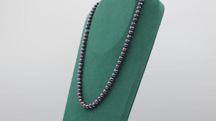14k Yellow Gold Purple Pearl Beaded 18 Inch Necklace