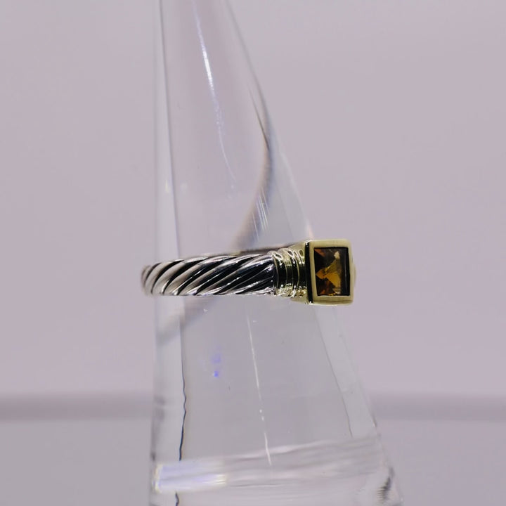 David Yurman 18K 925 750 Citrine Ring Size 7.5
