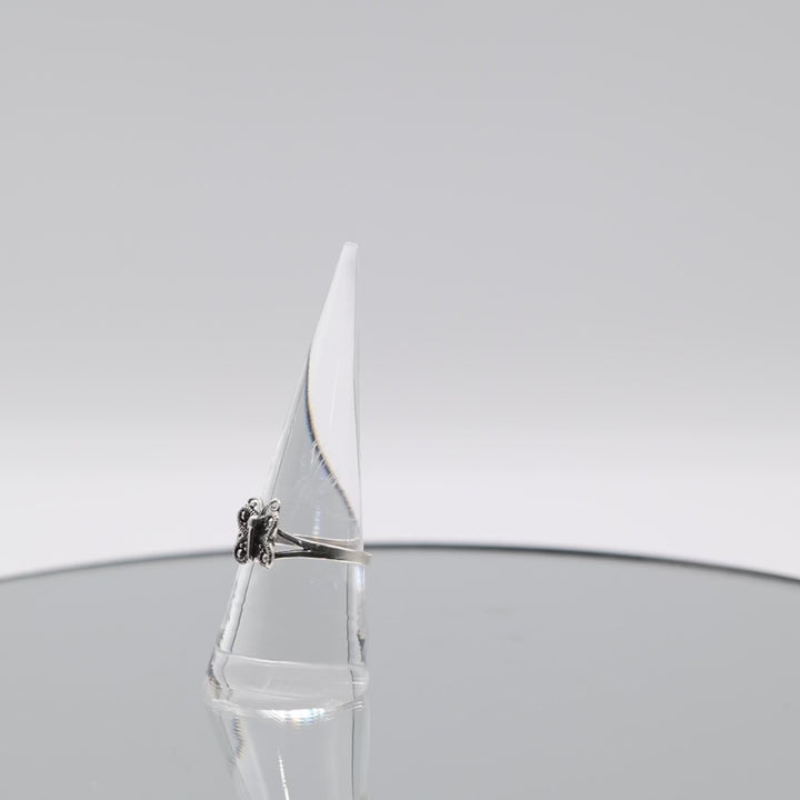 925 Sterling Silver Rhinestone Butterfly Ring - Size 8