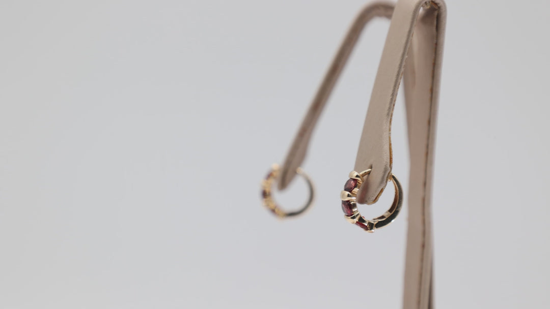 14K Yellow Gold Garnet Cuff Earrings Elegant Everyday Jewelry