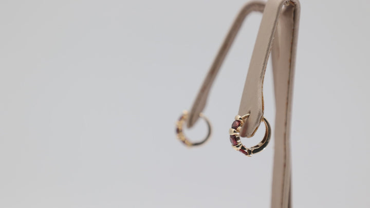 14K Yellow Gold Garnet Cuff Earrings Elegant Everyday Jewelry