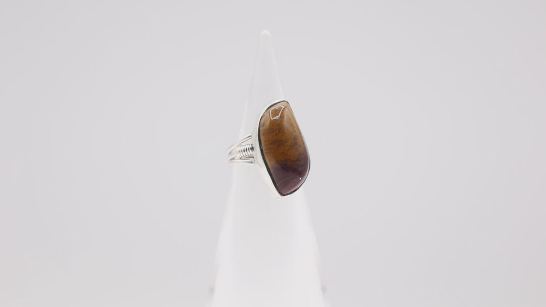 925 Sterling Silver Mookaite Jasper Ring Size 3.75 Unique