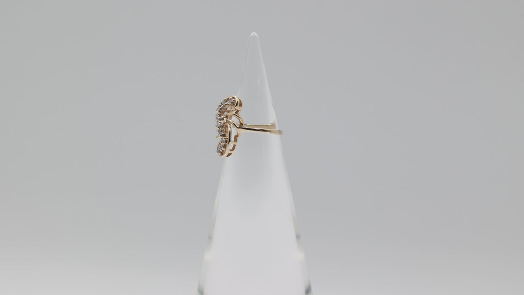 10K Yellow Gold 7 White Diamonds S Swirl Ring Size 3.75