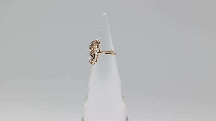 10K Yellow Gold 7 White Diamonds S Swirl Ring Size 3.75