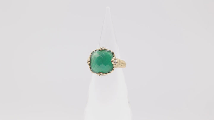 Judith Ripka Gold Plated Silver Green Goddess Ring - Size 9.75