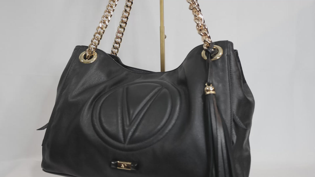 Valentino Black Leather Tote Bag