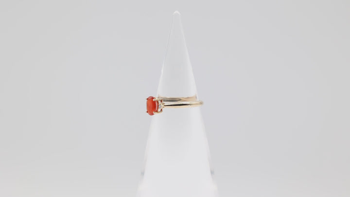 14k Yellow Gold Ring With Orange Oval Stone Size 7