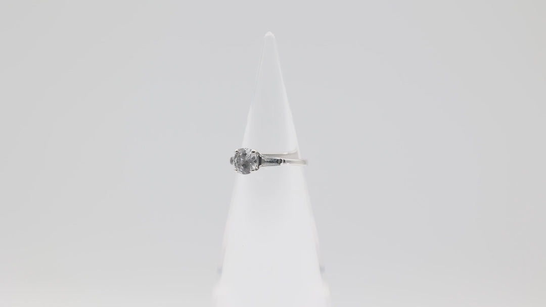 14k White Gold With White Spinel Stones Ring Size 6