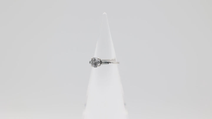 14k White Gold With White Spinel Stones Ring Size 6