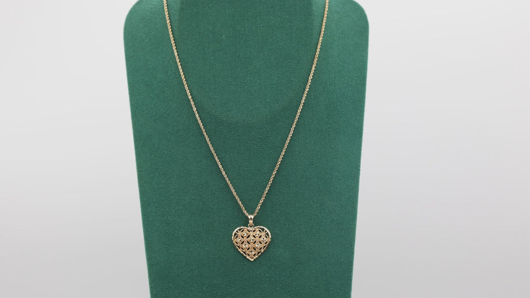 14k Yellow Gold with 20mm x 19mm Golden Heart Pendant Necklace - 18 In.