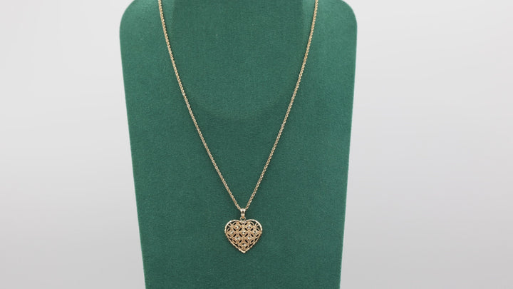 14k Yellow Gold with 20mm x 19mm Golden Heart Pendant Necklace - 18 In.