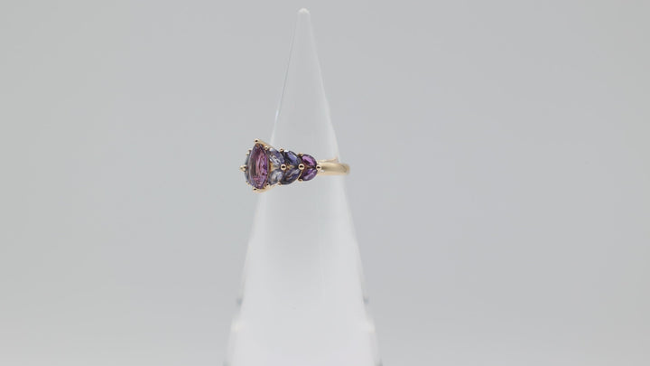 14K Yellow Gold Amethyst Ring With Three Shades Size 6.75