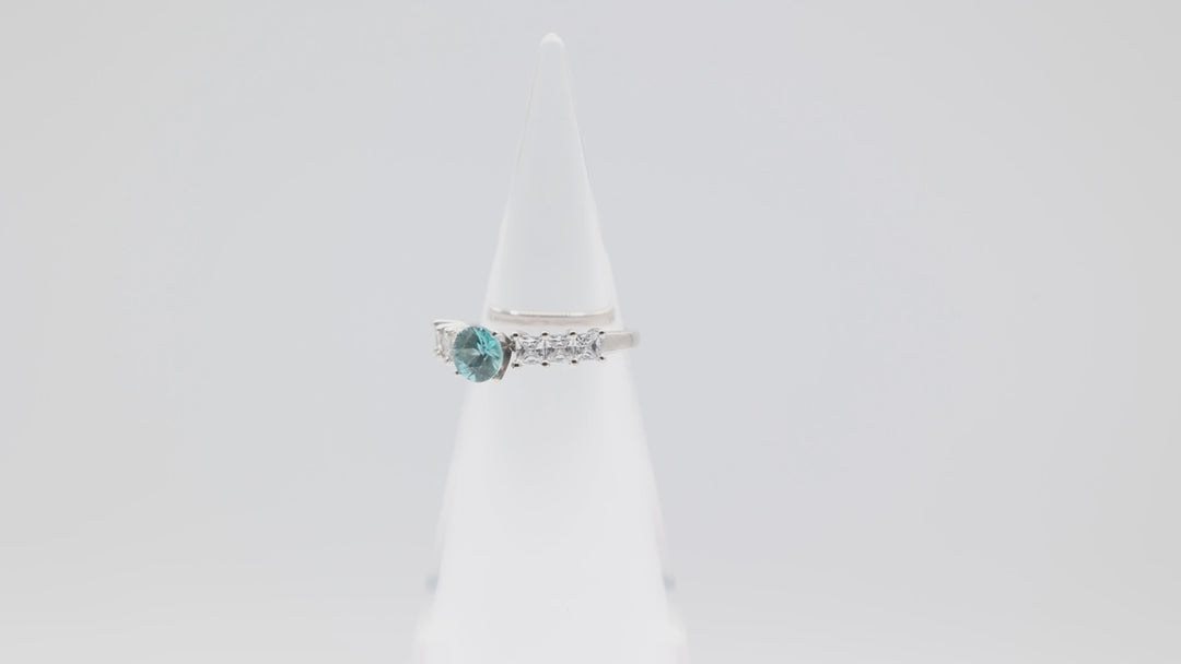10k White Gold Topaz And Glass Ring Size 7 For Women
