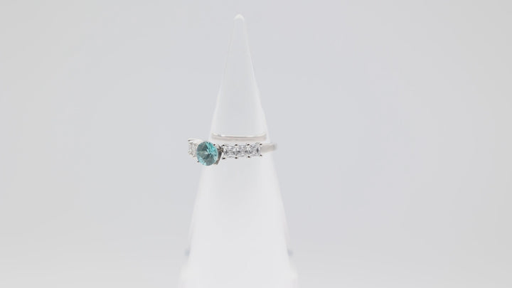 10k White Gold Topaz And Glass Ring Size 7 For Women