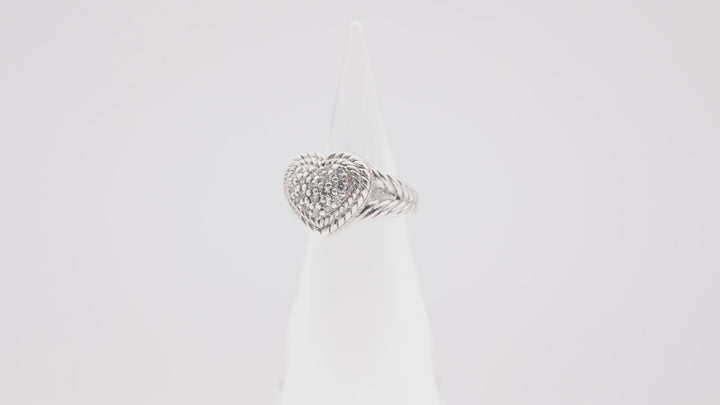 925 Sterling Silver Judith Ripka Cubic Zirconia Heart Ring- Size 5.5