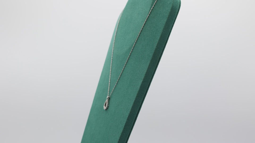 14k White Gold & Diamond Open Pear Shaped Pendant Necklace