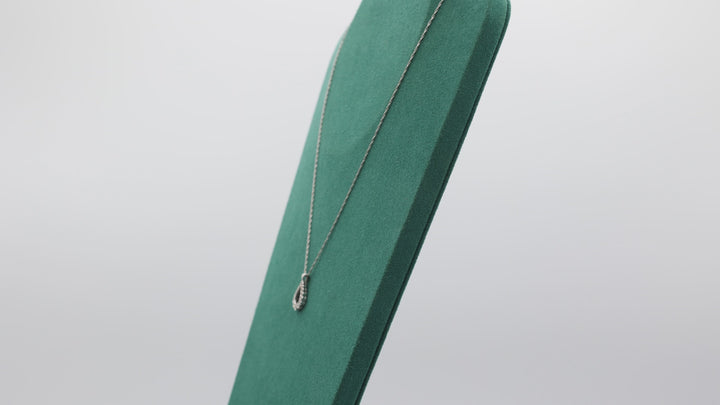 14k White Gold & Diamond Open Pear Shaped Pendant Necklace