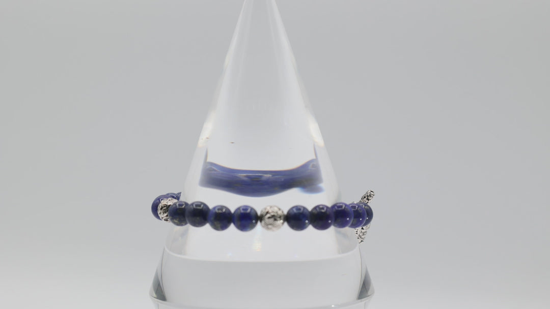 John Hardy JAI 925 Sterling Silver Beaded Blue Lapis Lazuli Toggle Bracelet