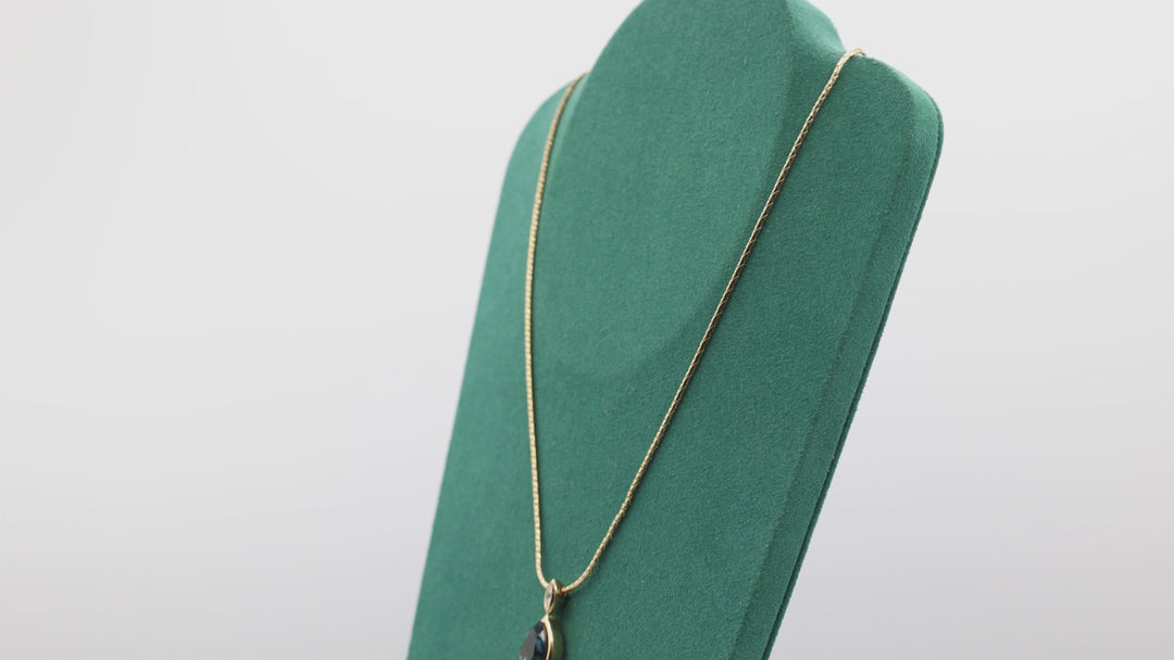 Christian Dior Gold Plated Necklace with Pear Shapes Blue Stone