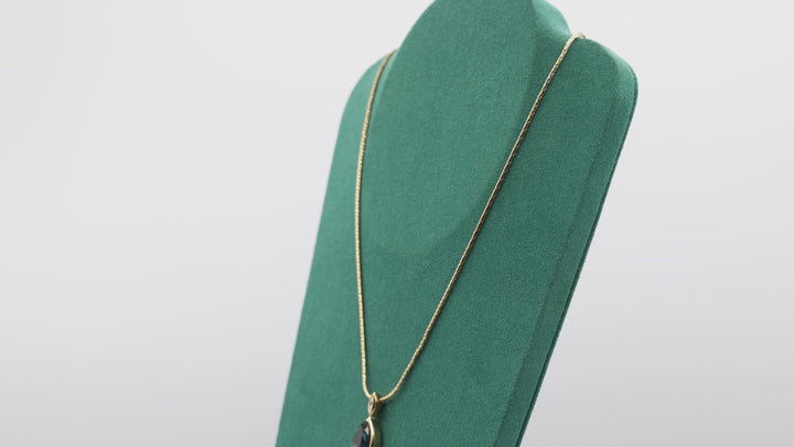 Christian Dior Gold Plated Necklace with Pear Shapes Blue Stone