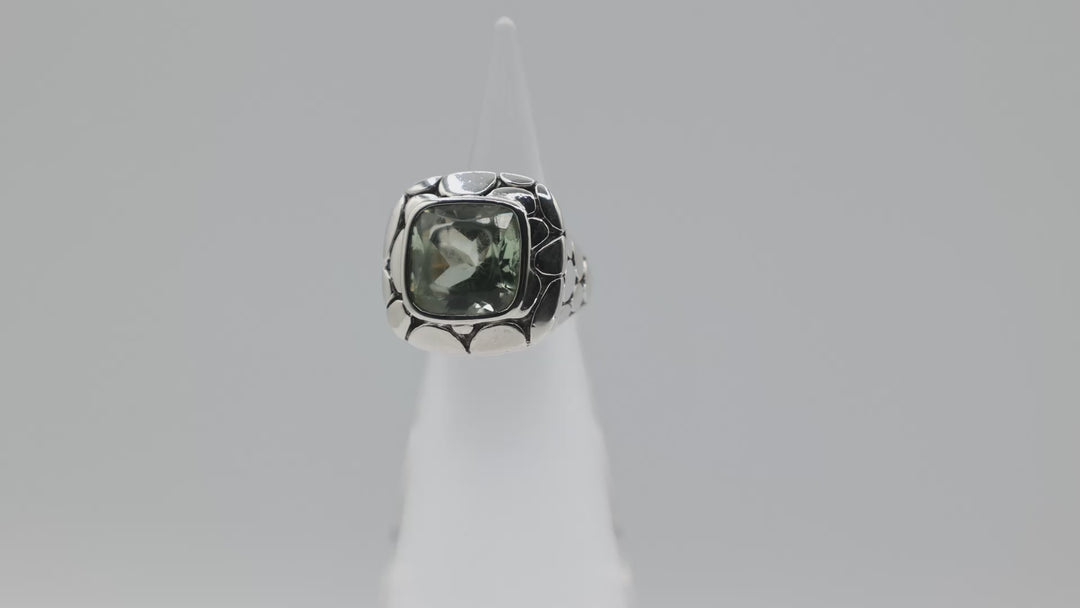 John Hardy 925 Sterling Silver Kali Green Prasiolite Pebble Ring Size Six