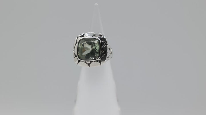 John Hardy 925 Sterling Silver Kali Green Prasiolite Pebble Ring Size Six