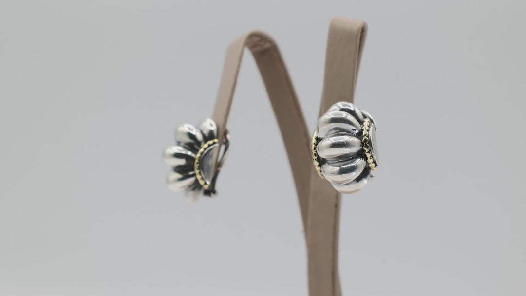 Lagos Caviar Scalloped 925 Sterling Silver And 18K Gold Accented Earrings