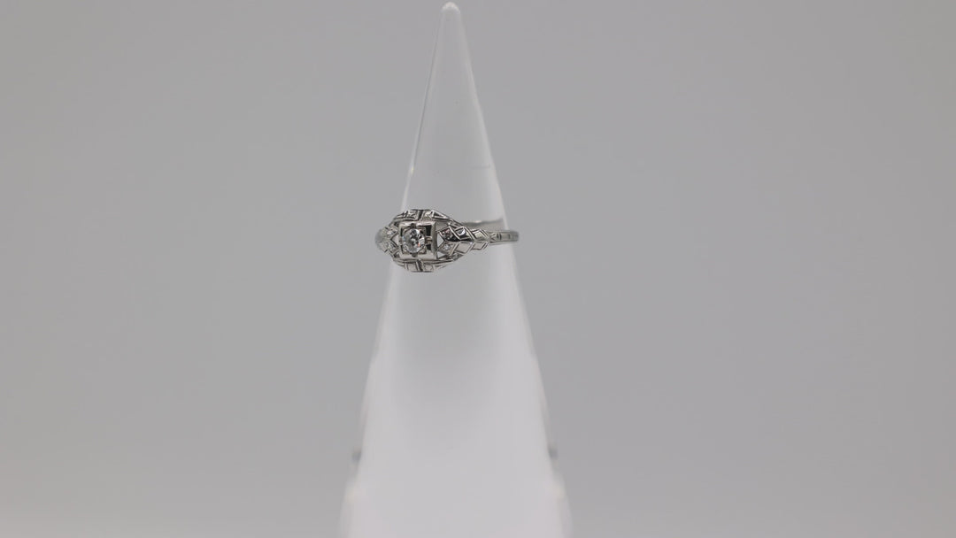 18K White Gold Diamond Ring 5mm Band Size Six And A Quarter