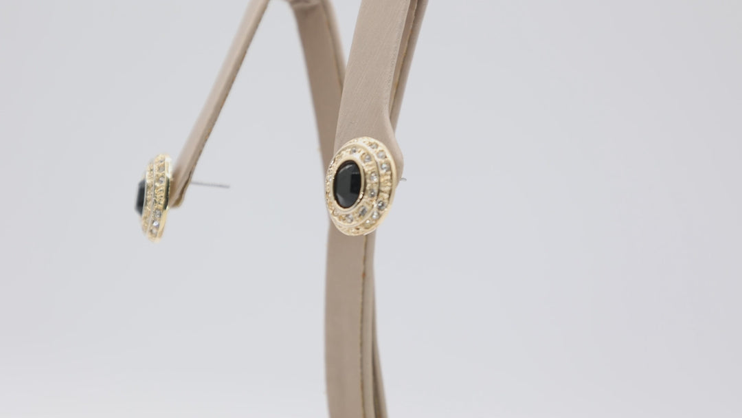 Roman Faux Black Onyx Cabachon Earrings
