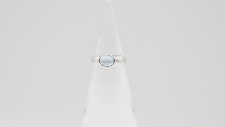 925 Sterling Silver Oval Blue Quartz Ring Size 7 8mm x 6mm
